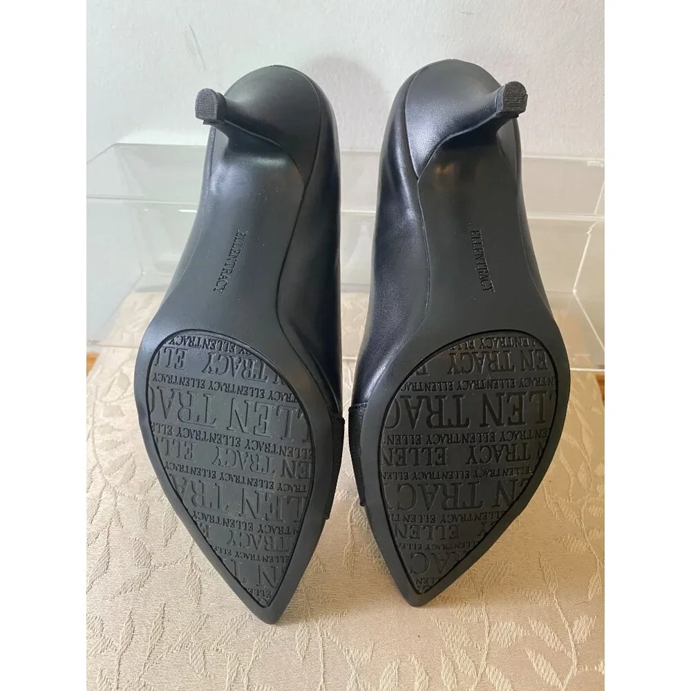 Ellen Tracy Black Pointed-Toe Leather Pumps Leather Size 6.5 - Picture 6 of 9